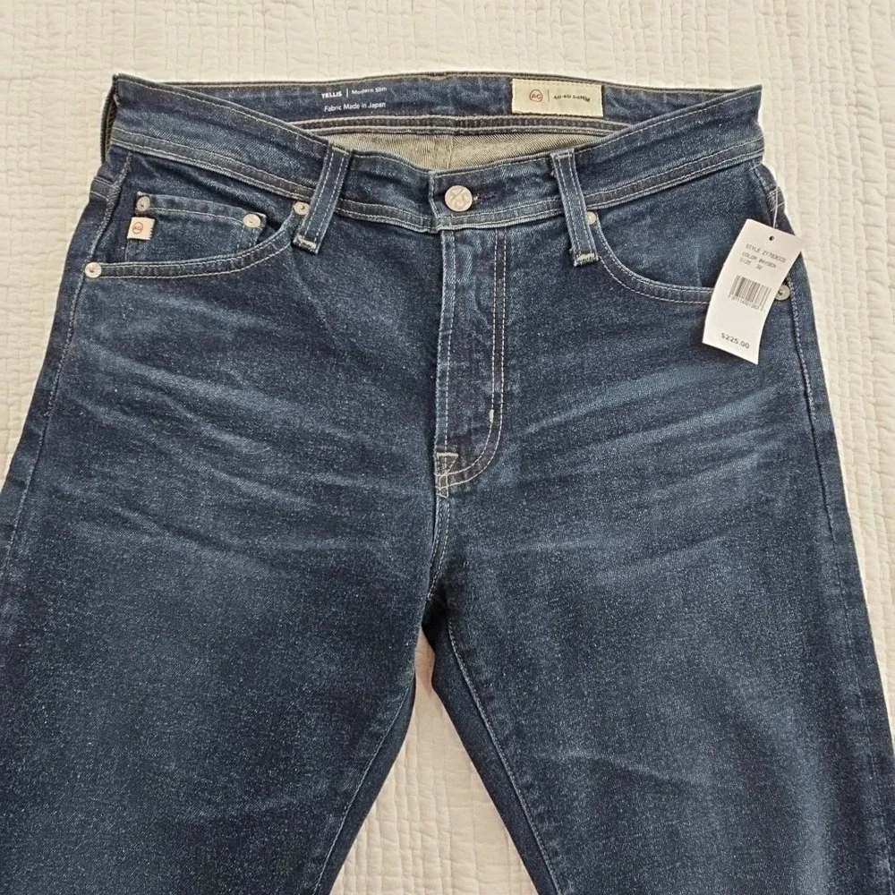 AG Adriano Goldschmied Tellis Jeans Men 32x33 Blue NWT Slim Japanese Fabric